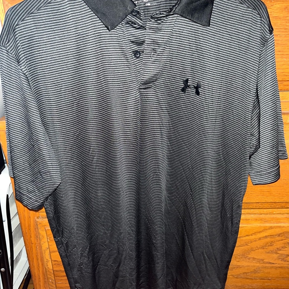 Under Armour Men's Gray and Black Polo Shirt